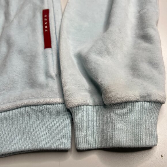 Prada Milano Velour Zip-Up Hoodie – Light Blue – Women’s - Picture 9 of 9